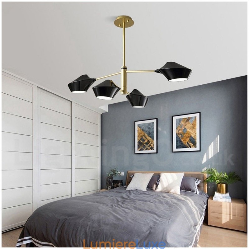 Lustre contemporain moderne en forme de tuyau avec abat-jour en acrylique blanc et noir