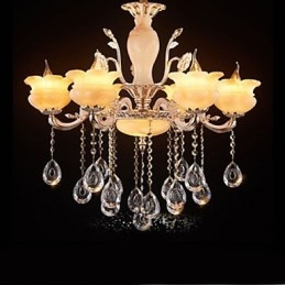 Lampe à suspension en cristal de jade Lustre de style bougie