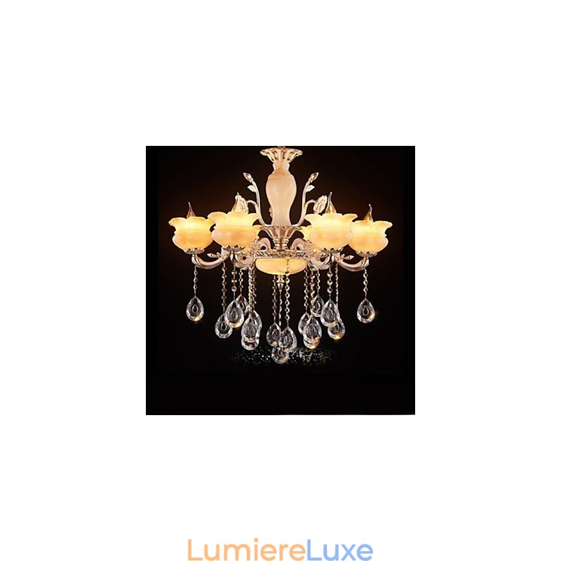Lampe à suspension en cristal de jade Lustre de style bougie