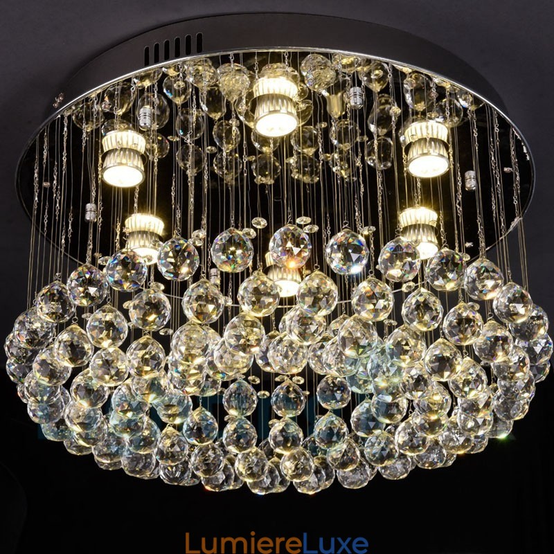 Plafonnier rond moderne en cristal K9 à encastrer