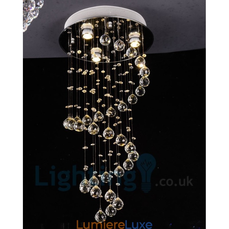Plafonnier rond moderne à 3 lampes en cristal K9