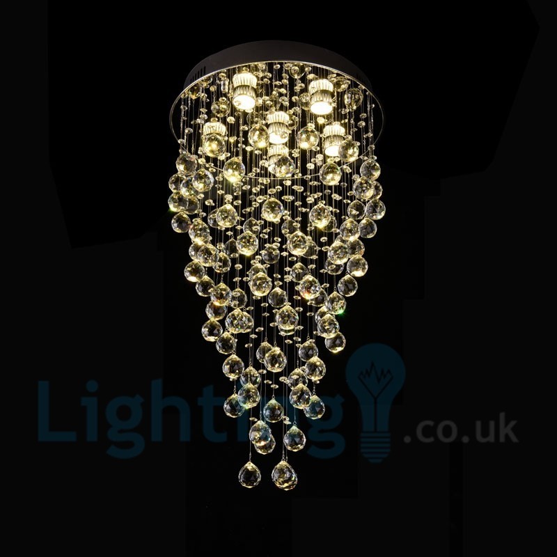 Plafonnier rond moderne à 6 lampes en cristal K9