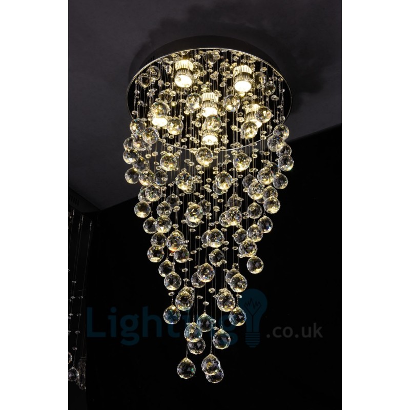 Plafonnier rond moderne à 6 lampes en cristal K9