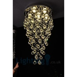 Plafonnier rond moderne à 6 lampes en cristal K9