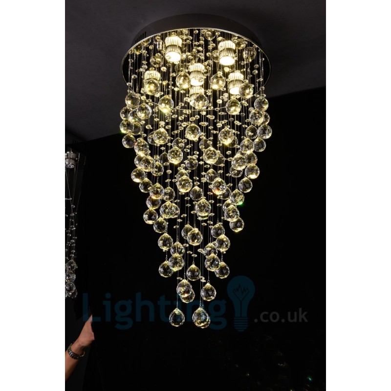 Plafonnier rond moderne à 6 lampes en cristal K9