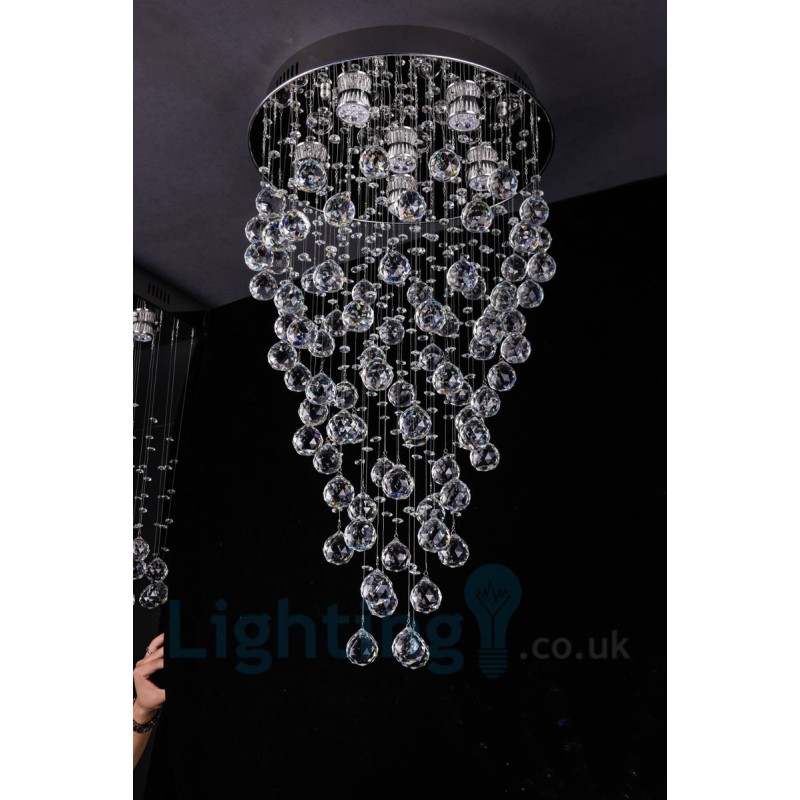 Plafonnier rond moderne à 6 lampes en cristal K9