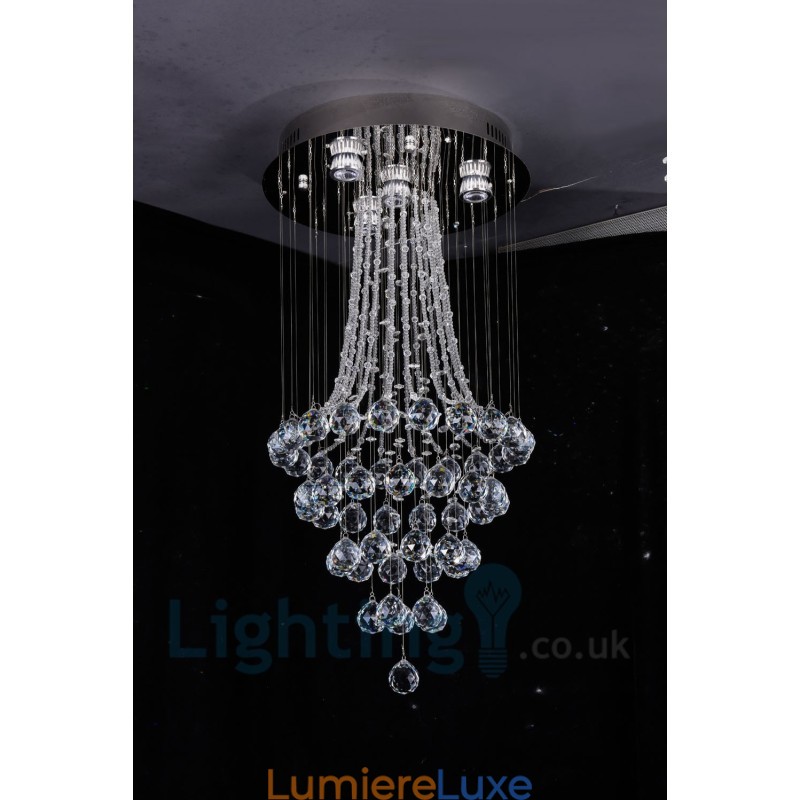 Plafonnier rond moderne à 4 lampes en cristal K9