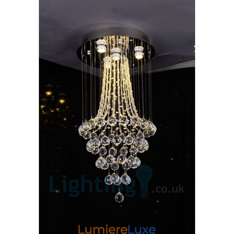 Plafonnier rond moderne à 4 lampes en cristal K9