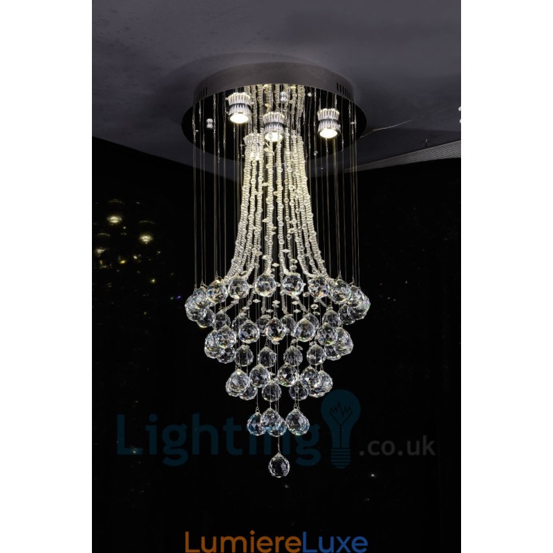 Plafonnier rond moderne à 4 lampes en cristal K9