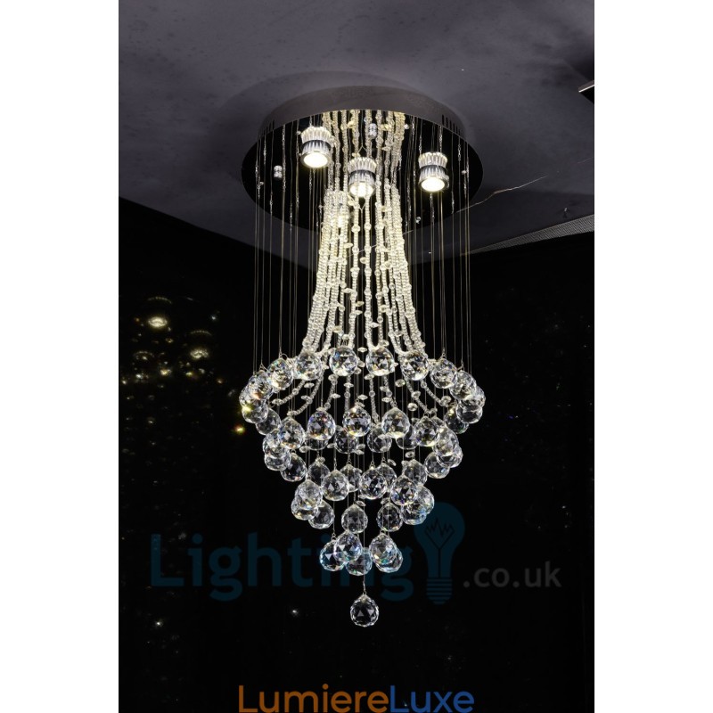 Plafonnier rond moderne à 4 lampes en cristal K9