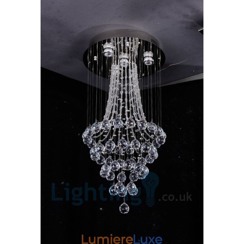 Plafonnier rond moderne à 4 lampes en cristal K9