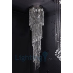 Plafonnier rond en cristal K9 moderne à encastrer, composé de 4 ampoules GU10 et 8 ampoules G4, longueur 150 cm