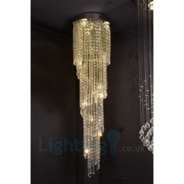 Plafonnier rond en cristal K9 moderne à encastrer, composé de 4 ampoules GU10 et 8 ampoules G4, longueur 150 cm