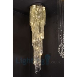 Plafonnier rond en cristal K9 moderne à encastrer, composé de 4 ampoules GU10 et 8 ampoules G4, longueur 150 cm