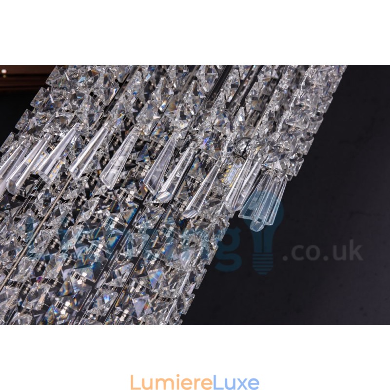 Plafonnier rond en cristal K9 moderne à encastrer, composé de 4 ampoules GU10 et 8 ampoules G4, longueur 150 cm