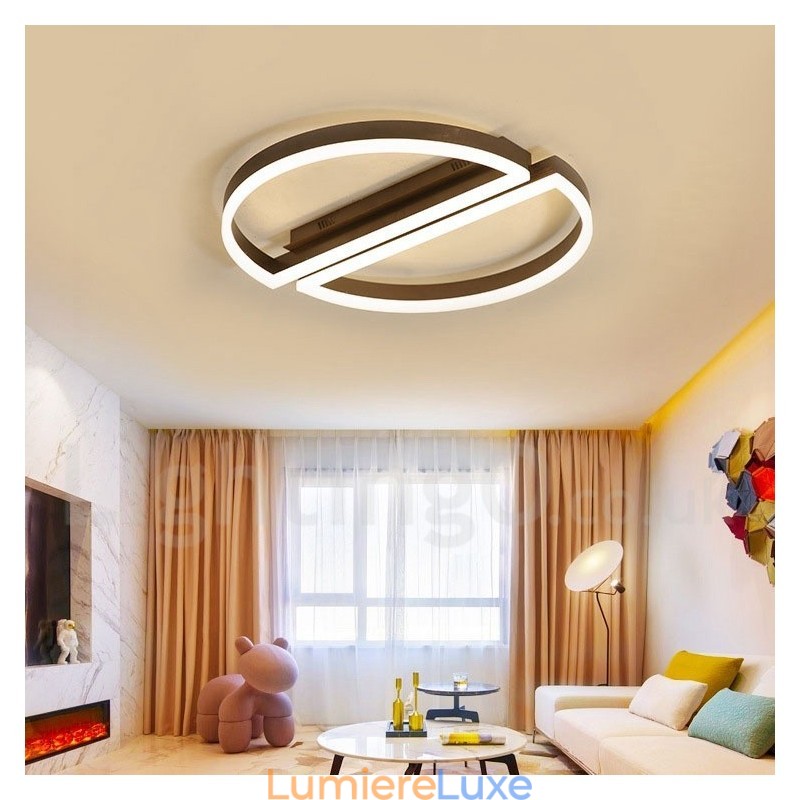 Plafonnier rond moderne et contemporain en aluminium, montage encastré, avec variateur à distance, peut également être utilisé comme applique murale.