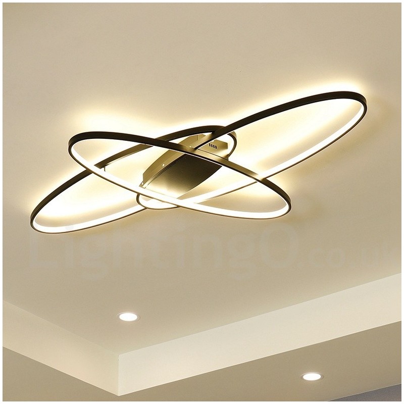 Plafonnier ovale moderne et contemporain en aluminium à intensité variable, idéal pour un salon, une chambre ou une applique murale.