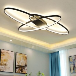 Plafonnier ovale moderne et contemporain en aluminium à intensité variable, idéal pour un salon, une chambre ou une applique murale.