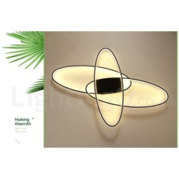 Plafonnier ovale moderne et contemporain en aluminium à intensité variable, idéal pour un salon, une chambre ou une applique murale.