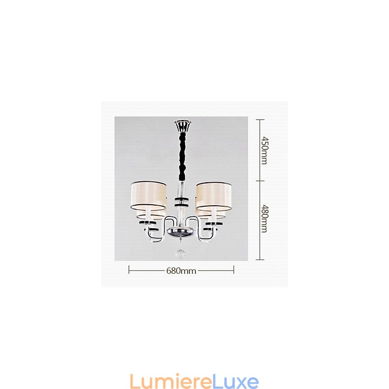 Lustre minimaliste moderne en tissu et cristal