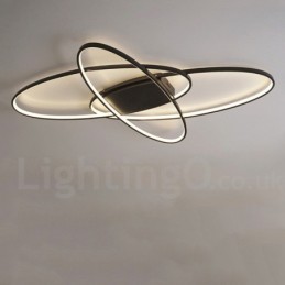 Plafonnier ovale moderne et contemporain en aluminium à intensité variable, idéal pour un salon, une chambre ou une applique murale.