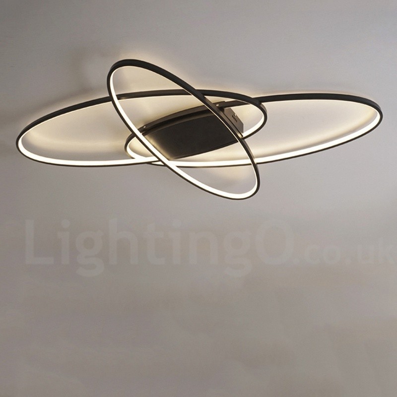 Plafonnier ovale moderne et contemporain en aluminium à intensité variable, idéal pour un salon, une chambre ou une applique murale.