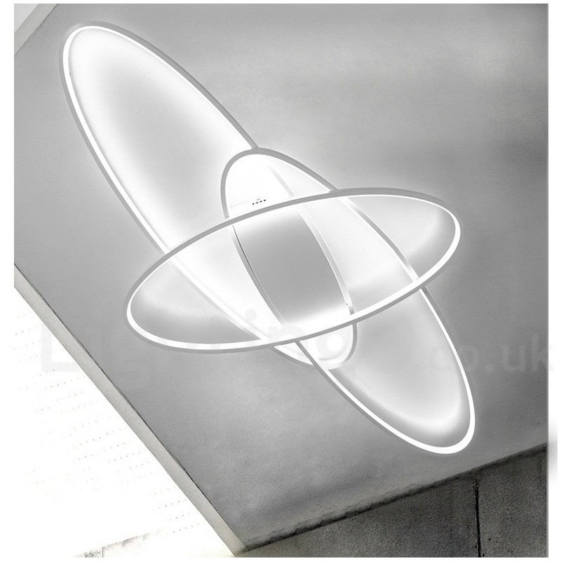 Plafonnier ovale moderne et contemporain en aluminium à intensité variable, idéal pour un salon, une chambre ou une applique murale.