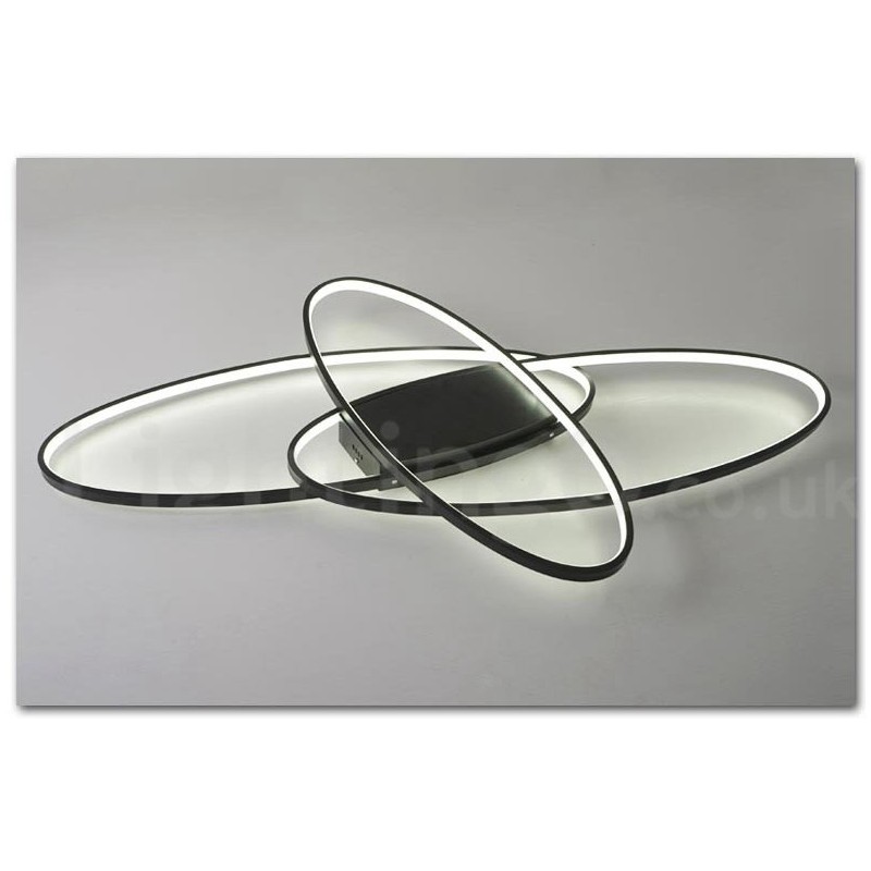 Plafonnier ovale moderne et contemporain en aluminium à intensité variable, idéal pour un salon, une chambre ou une applique murale.