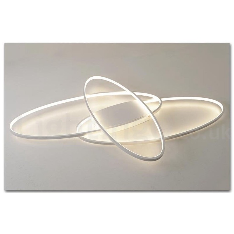 Plafonnier ovale moderne et contemporain en aluminium à intensité variable, idéal pour un salon, une chambre ou une applique murale.