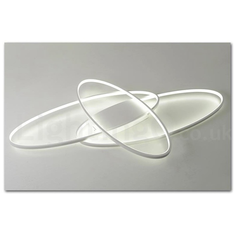 Plafonnier ovale moderne et contemporain en aluminium à intensité variable, idéal pour un salon, une chambre ou une applique murale.