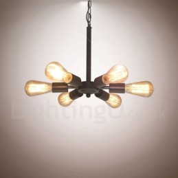 Suspension noire rustique rétro vintage à 6 lumières
