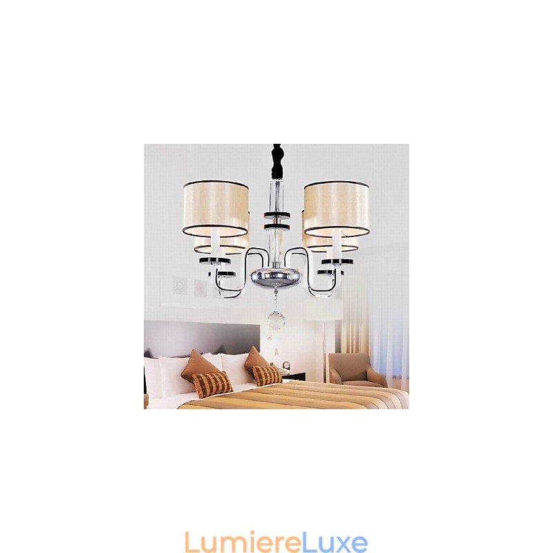 Lustre minimaliste moderne en tissu et cristal