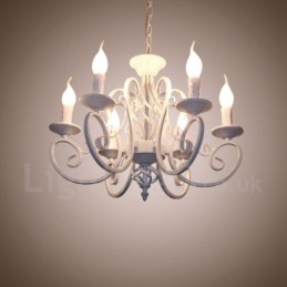 Lustre suspendu rustique rétro vintage noir et blanc à 6 lumières