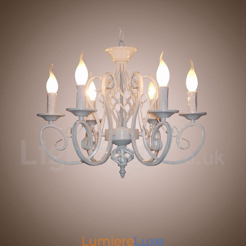 Lustre suspendu rustique rétro vintage noir et blanc à 6 lumières