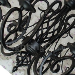 Lustre suspendu rustique rétro vintage noir et blanc à 6 lumières