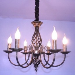 Lustre suspendu rustique rétro vintage noir et blanc à 6 lumières