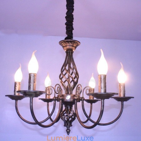 Lustre suspendu rustique rétro vintage noir et blanc à 6 lumières Lustre suspendu rustique rétro vintage noir et blanc à 6 lumières