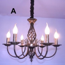Lustre suspendu rustique rétro vintage noir et blanc à 6 lumières