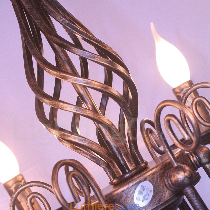 Lustre suspendu rustique rétro vintage noir et blanc à 6 lumières