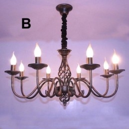 Lustre suspendu rustique rétro vintage noir et blanc à 6 lumières