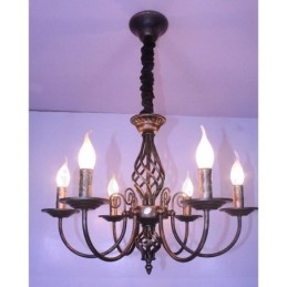 Lustre suspendu rustique rétro vintage noir et blanc à 6 lumières