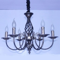 Lustre suspendu rustique rétro vintage noir et blanc à 6 lumières