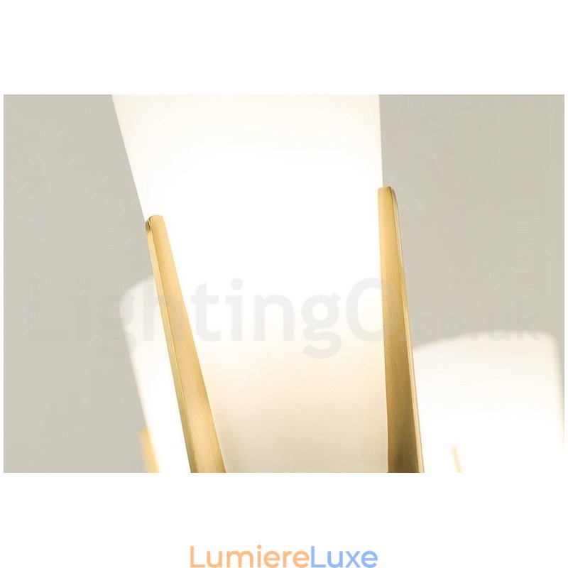 Lustre rétro vintage en laiton avec cristaux et abat-jour en verre