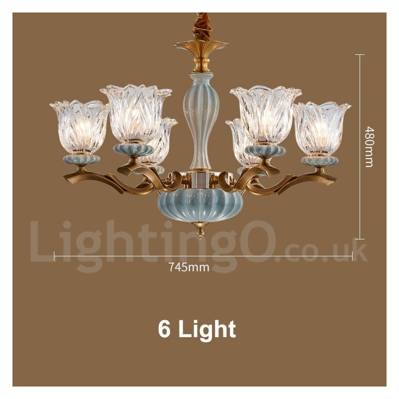 Lustre rétro vintage en laiton et céramique avec abat-jour en verre