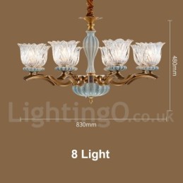 Lustre rétro vintage en laiton et céramique avec abat-jour en verre
