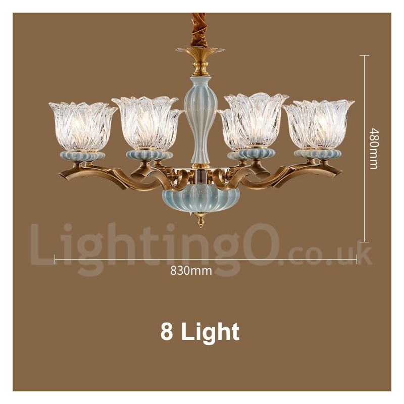 Lustre rétro vintage en laiton et céramique avec abat-jour en verre