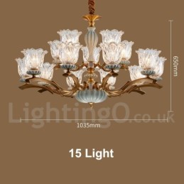 Lustre rétro vintage en laiton et céramique avec abat-jour en verre