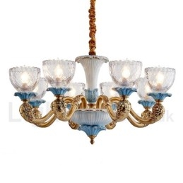 Lustre rétro vintage en laiton et céramique avec abat-jour en verre