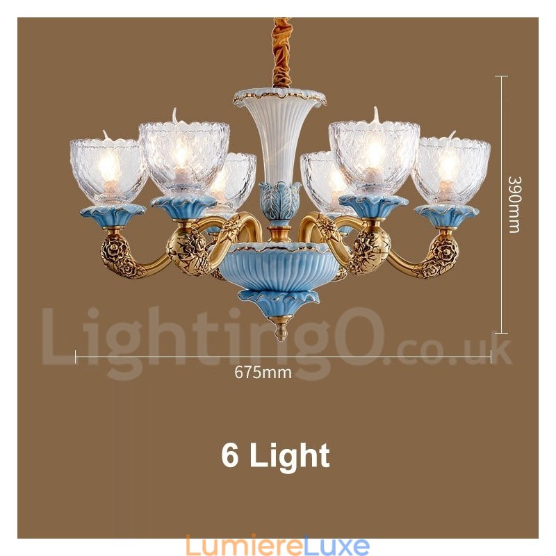 Lustre rétro vintage en laiton et céramique avec abat-jour en verre