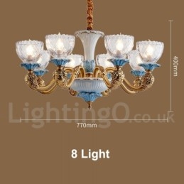 Lustre rétro vintage en laiton et céramique avec abat-jour en verre